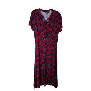 ModCloth red purple floral rockabilly grunge cottagecore midi dress large